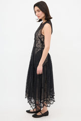 Simone Rocha Mesh Floral Asymmetrical Dress