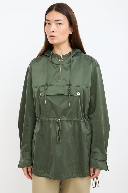 Silk Laundry Green Silk Hooded Anorak Jacket