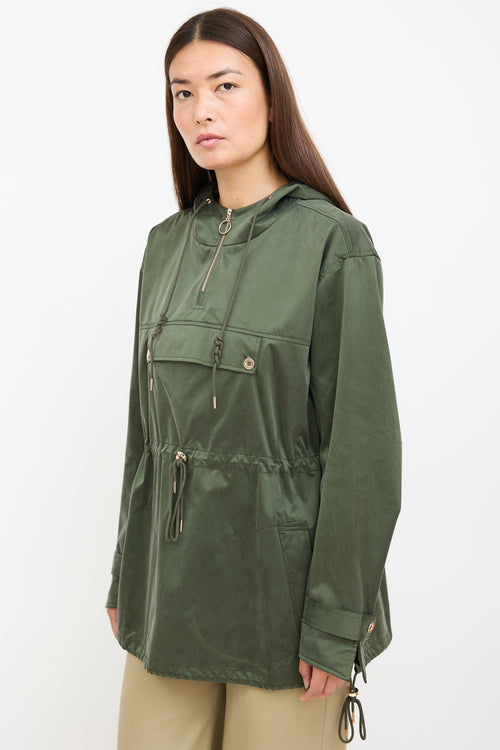 Silk Laundry Green Silk Hooded Anorak Jacket