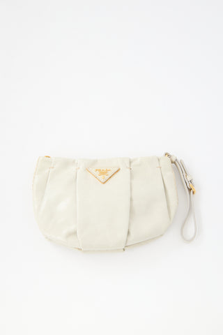 Prada Vitello Shine Pleated Wristlet