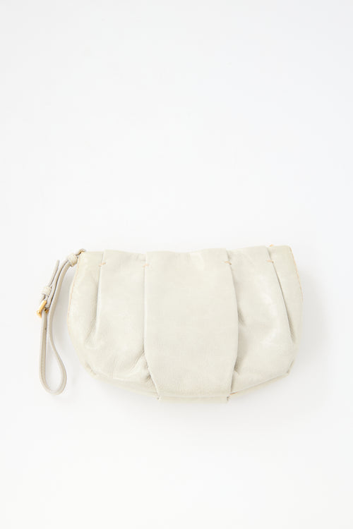 Prada Vitello Shine Pleated Wristlet