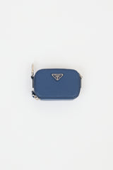 Prada Blue Saffiano Leather Mini Travel Pouch