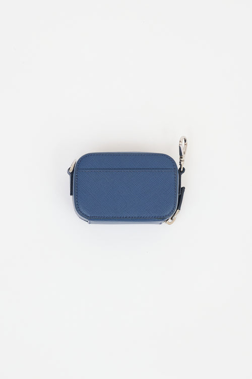 Prada Blue Saffiano Leather Mini Travel Pouch