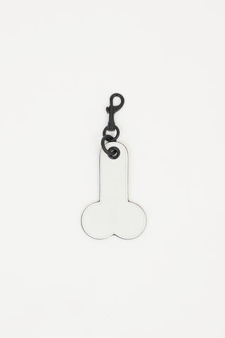 JW Anderson White Leather Logo Keychain