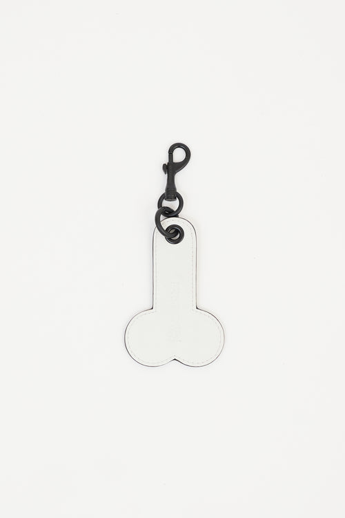 JW Anderson White Leather Logo Keychain