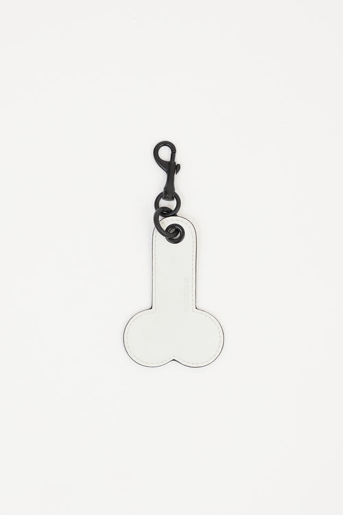 JW Anderson White Leather Logo Keychain