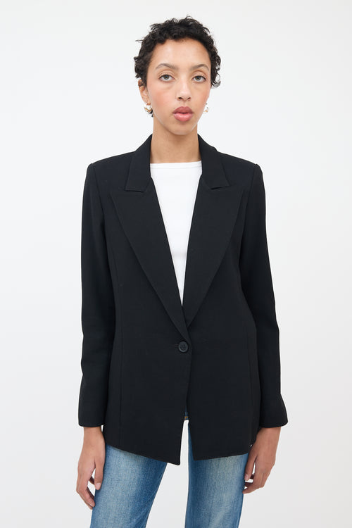 Smythe Black Wool Peak Lapel Blazer