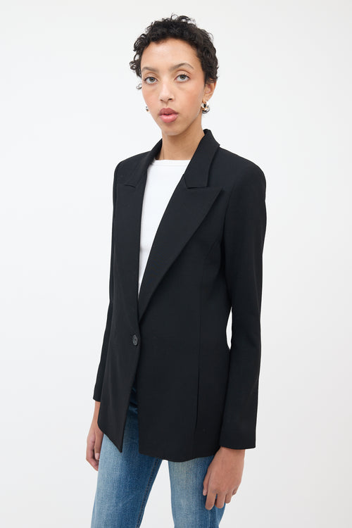 Smythe Black Wool Peak Lapel Blazer