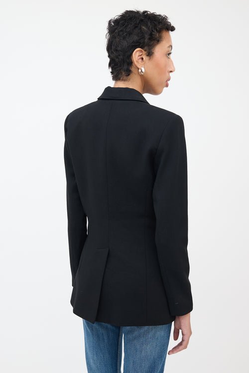 Smythe Black Wool Peak Lapel Blazer