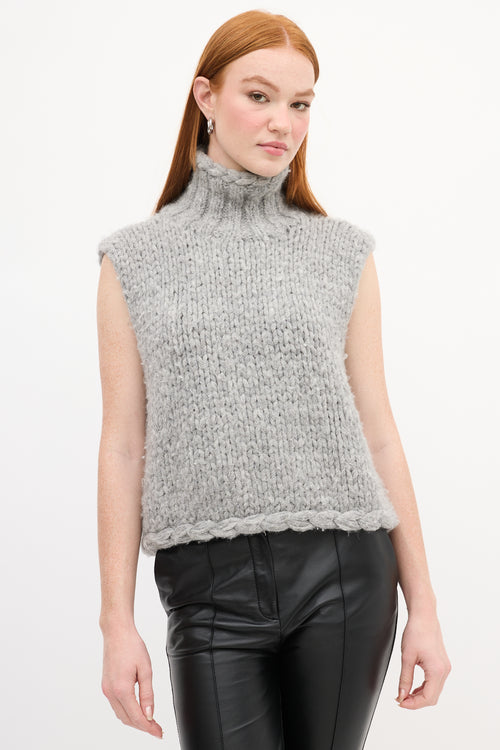 Smythe X Augden Grey Knit Sleeveless Sweater