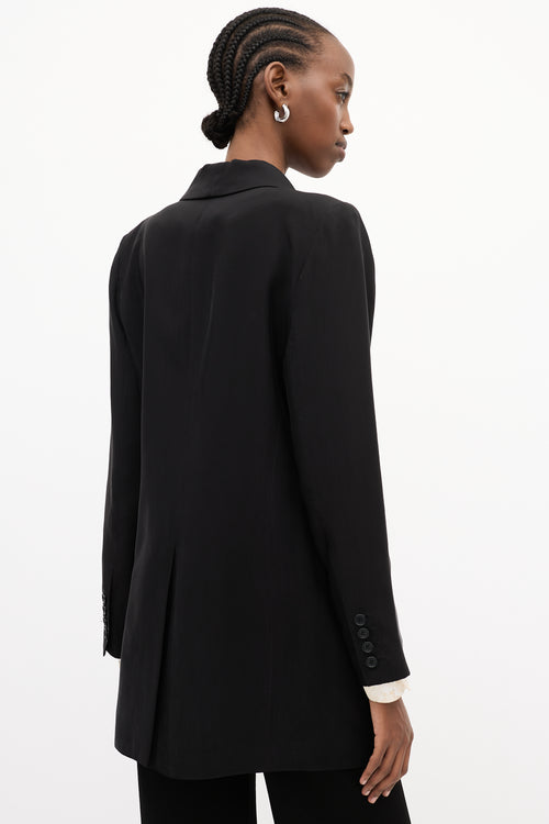 Smythe Black Satin Shawl Collar Long Blazer