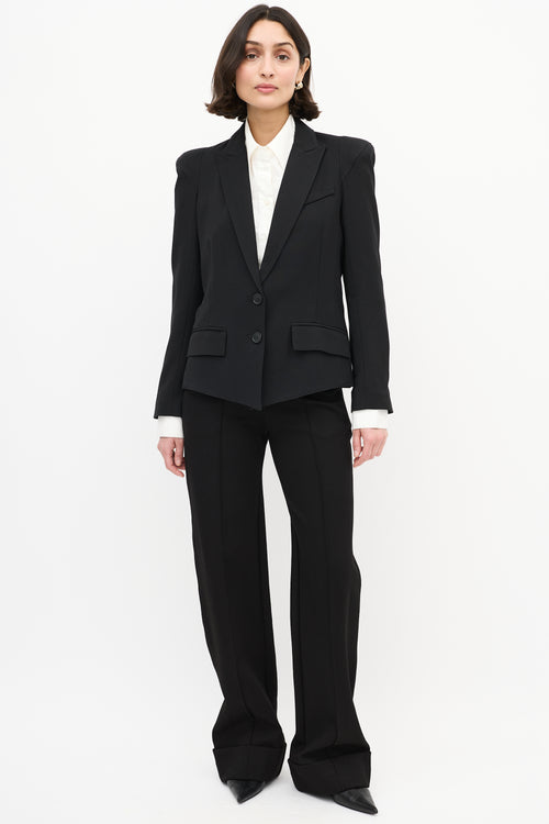 Smythe Black Wool Peak Lapel Blazer