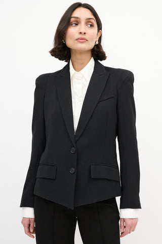 Smythe Black Wool Peak Lapel Blazer