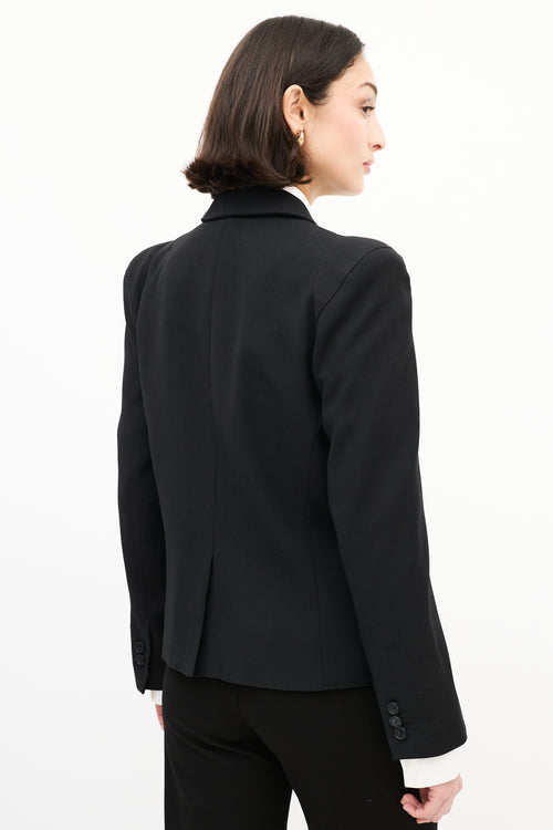 Smythe Black Wool Peak Lapel Blazer