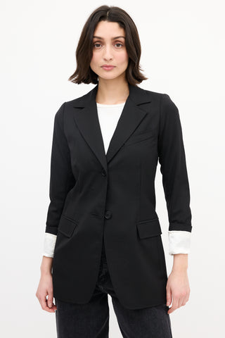 Smythe Black Wool Folded Cuff Blazer