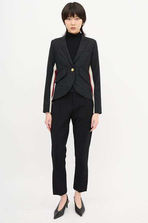 Smythe One Button Racing Stripe Blazer