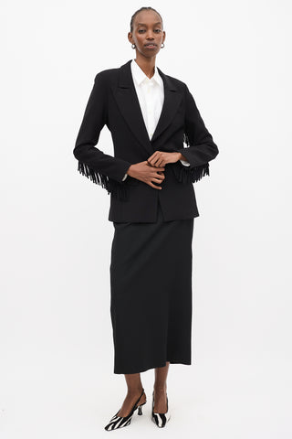 Smythe Black Wool Fringe Single Breasted Blazer