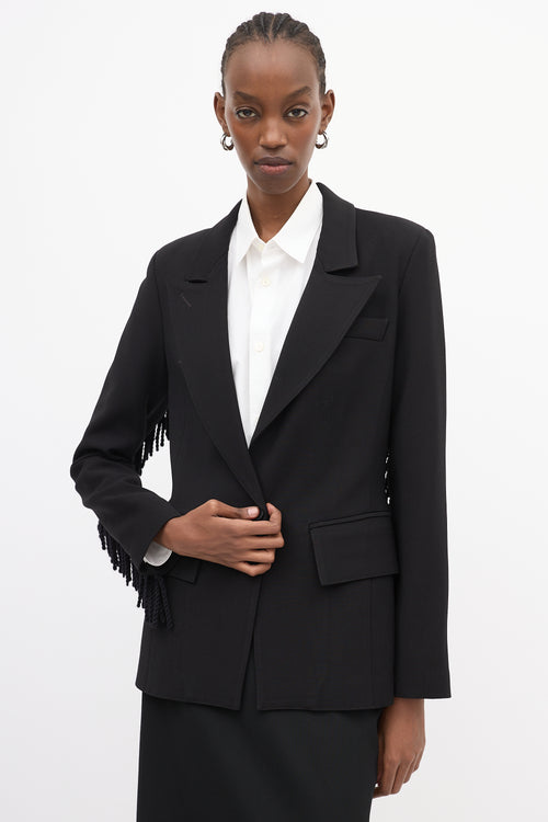 Smythe Black Wool Fringe Single Breasted Blazer