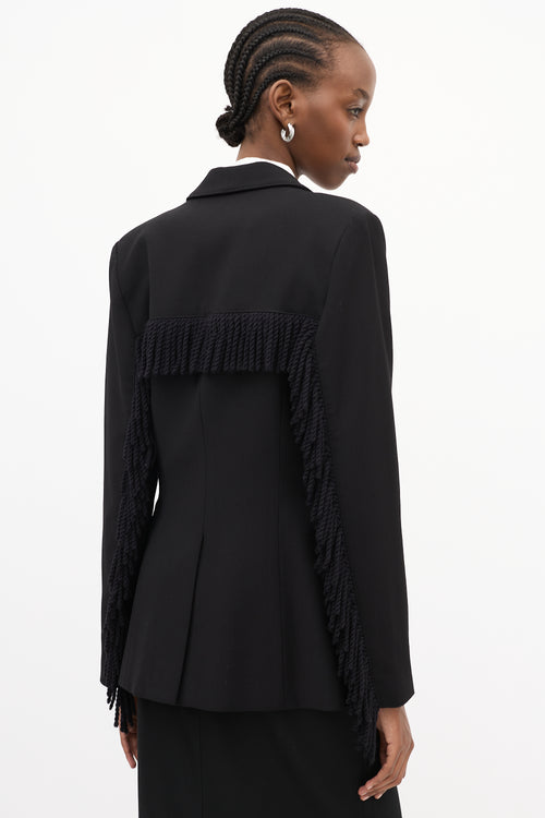 Smythe Black Wool Fringe Single Breasted Blazer