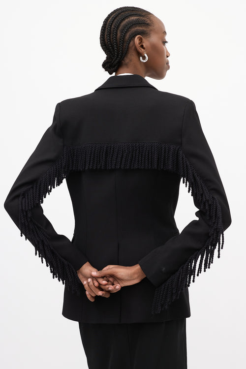 Smythe Black Wool Fringe Single Breasted Blazer