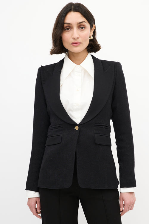 Smythe Black Sparkly Wool Peak Lapel Blazer