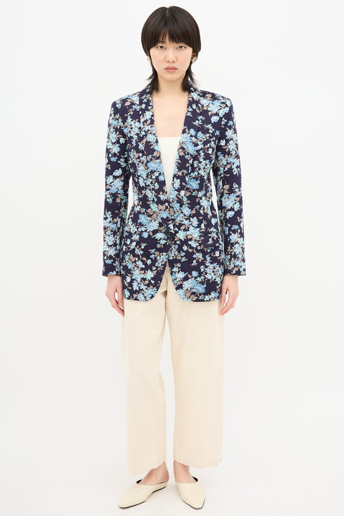 Smythe Floral Long Shawl Blazer
