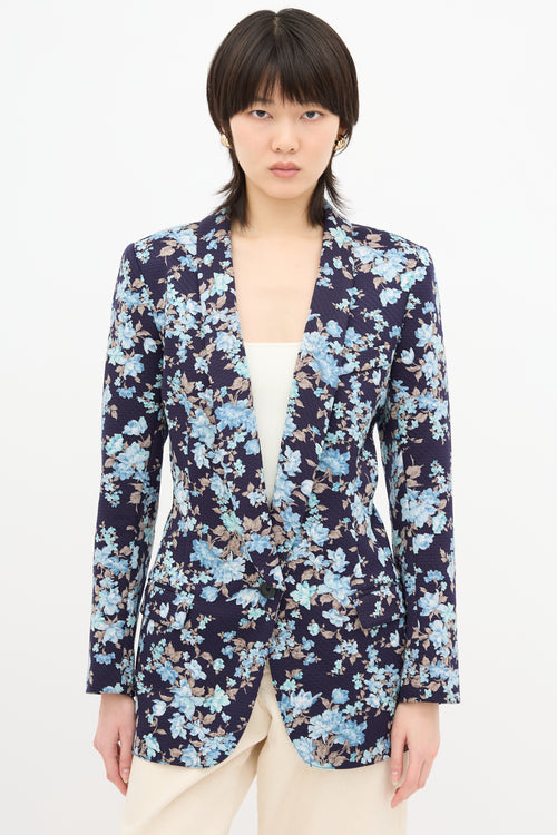 Smythe Floral Long Shawl Blazer