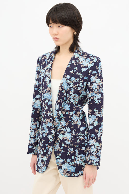 Smythe Floral Long Shawl Blazer