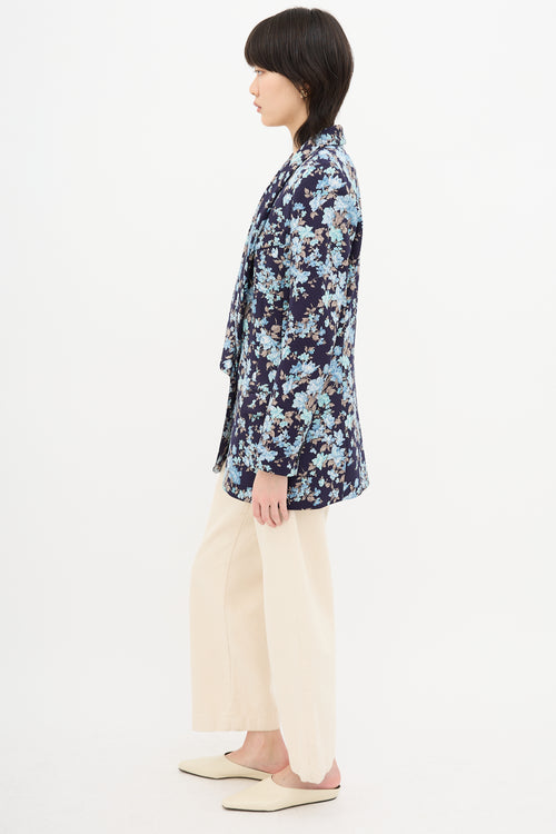Smythe Floral Long Shawl Blazer