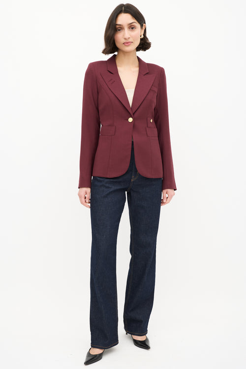 Smythe Burgundy Wool Duchess Blazer