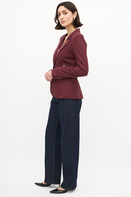 Smythe Burgundy Wool Duchess Blazer