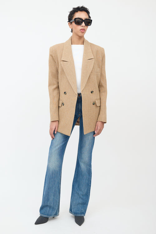 Smythe Beige Wool Herringbone Blazer