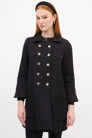 Smythe Black Wool Double Breasted Coat