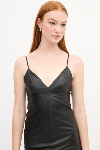 Smythe Black Leather Midi Slip Dress