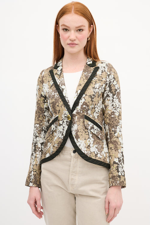 Smythe Green & White Linen Floral Blazer