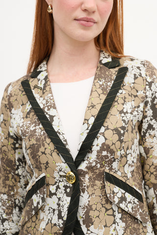 Smythe Green & White Linen Floral Blazer