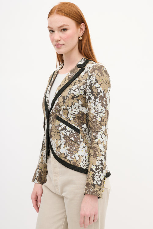 Smythe Green & White Linen Floral Blazer