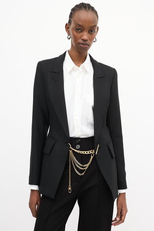 Smythe X Jenny Bird Black Wool & Gold Chain Blazer