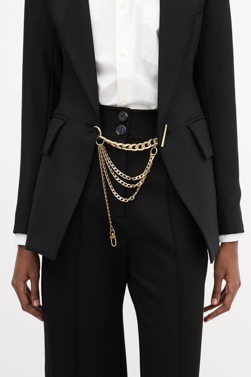 Smythe X Jenny Bird Black Wool & Gold Chain Blazer