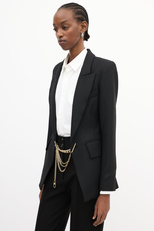 Smythe X Jenny Bird Black Wool & Gold Chain Blazer