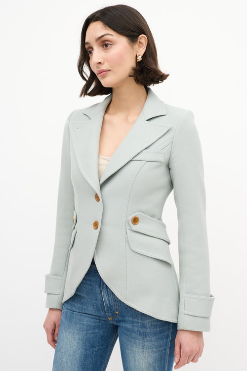 Smythe Mint Green Wool & Brown Leather Blazer