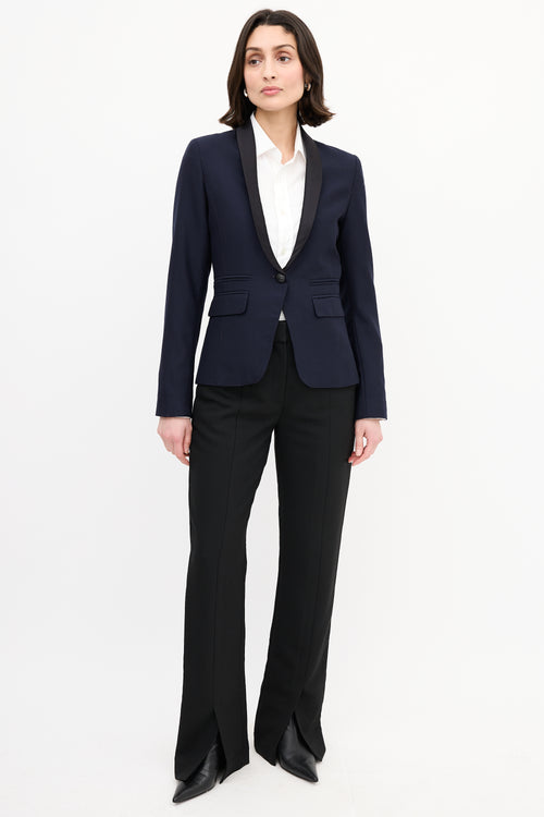 Smythe Navy & Black Silk Lapel Tuxedo Blazer