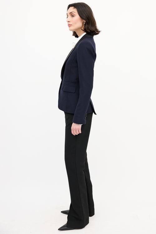 Smythe Navy & Black Silk Lapel Tuxedo Blazer