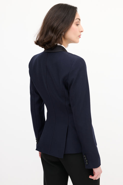 Smythe Navy & Black Silk Lapel Tuxedo Blazer