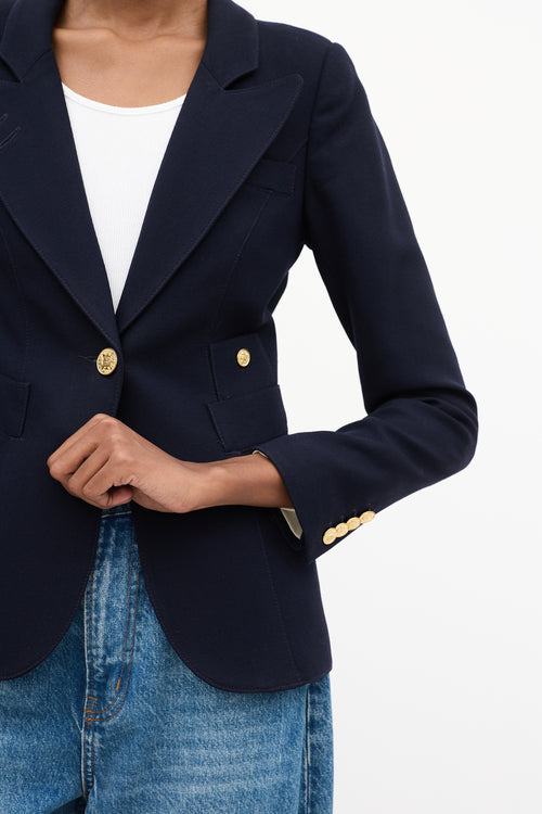 Smythe Navy Wool Duchess Blazer