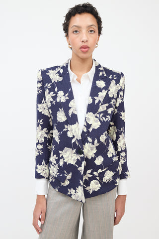 Smythe Navy & Grey Floral Blazer