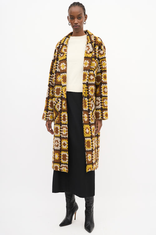 Smythe Yellow & Multi Wool Crochet Square Coat