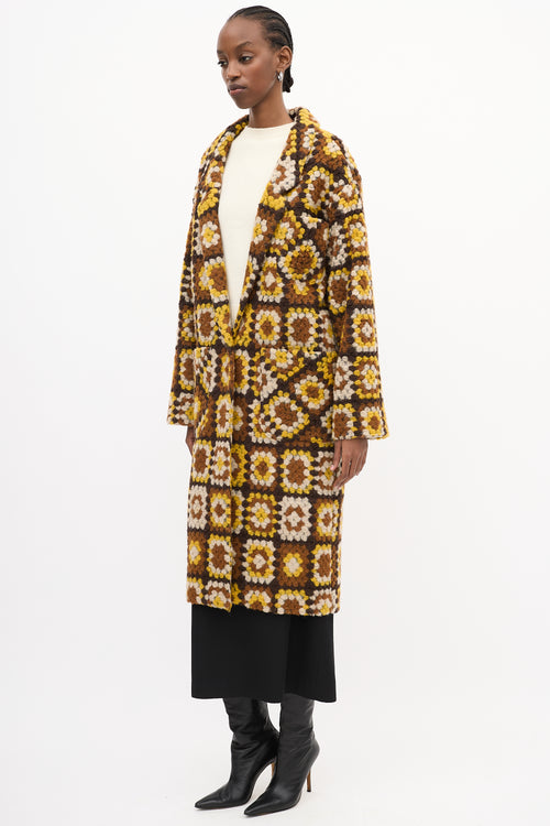 Smythe Yellow & Multi Wool Crochet Square Coat