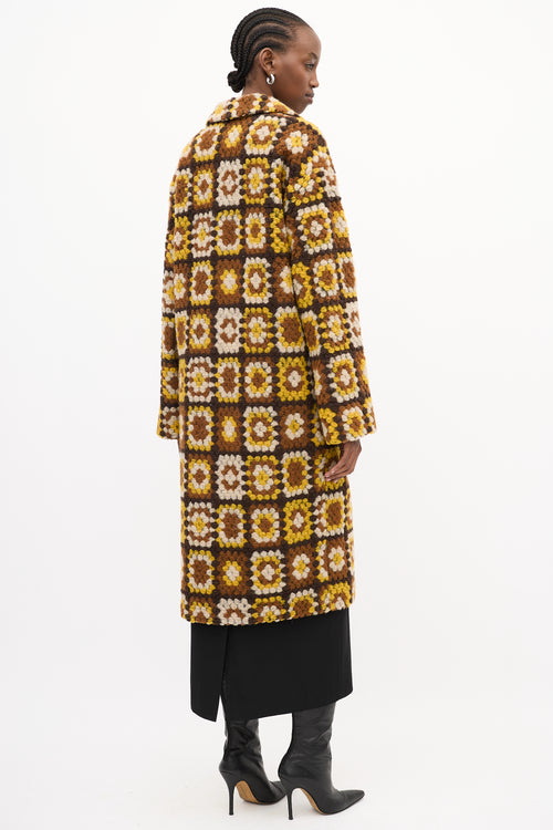 Smythe Yellow & Multi Wool Crochet Square Coat