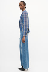 Smythe Plaid Pouf Sleeve Blazer